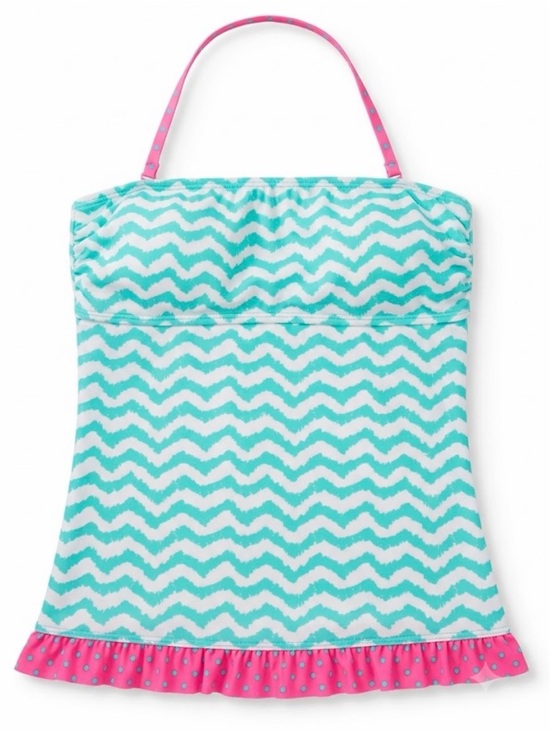 Arizona Jean Company Other - Y2K Arizona Jean Co Small Turquoise Chevron Tankini Top Pink Polka Dot Trim